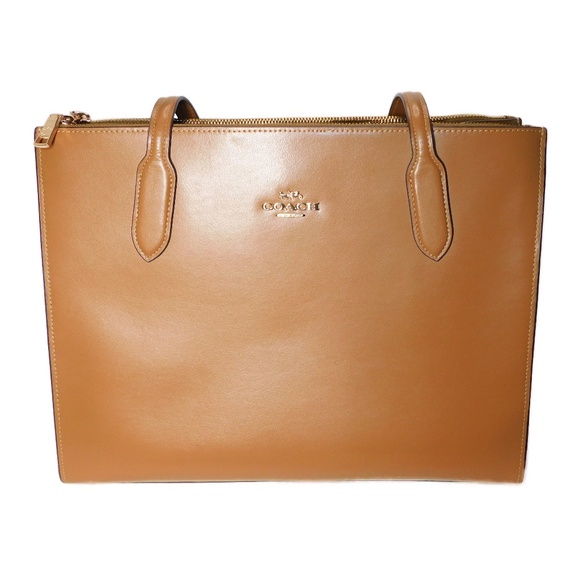 Coach Handbags - Coach Nina Carryall Tote - Light Saddle with gold metal accents